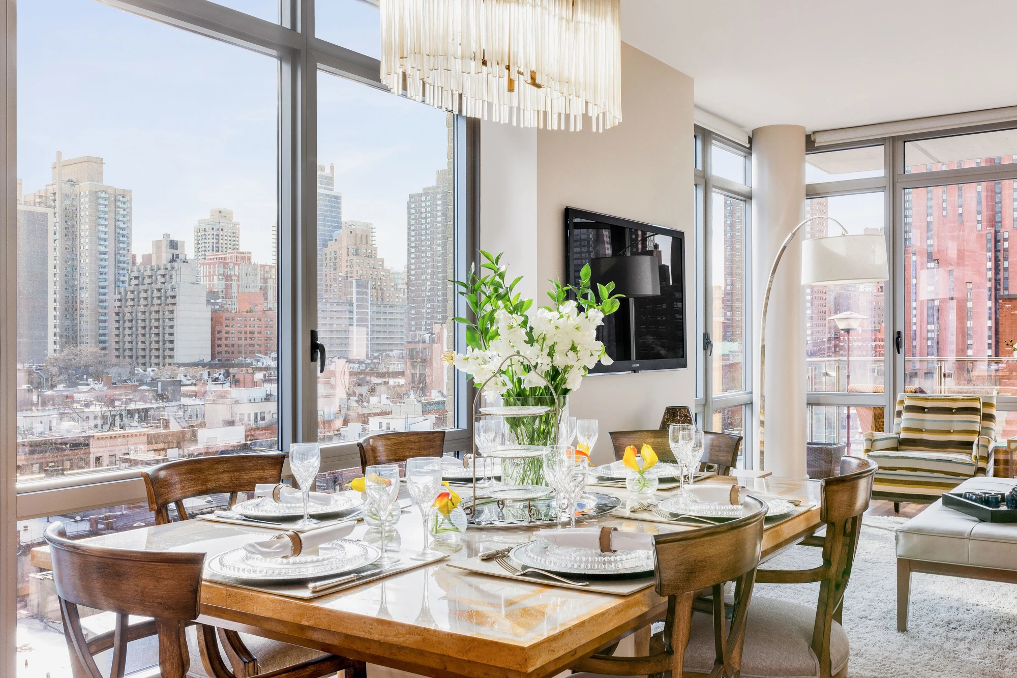 The Azure dining space overlooking New York