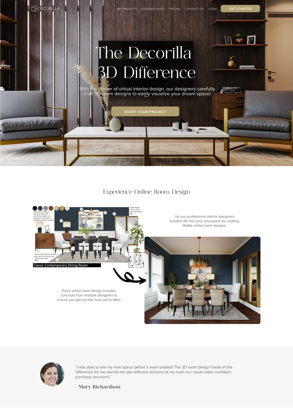 Decorilla The 3D Difference, desktop Figma design by Joyce Elizabeth