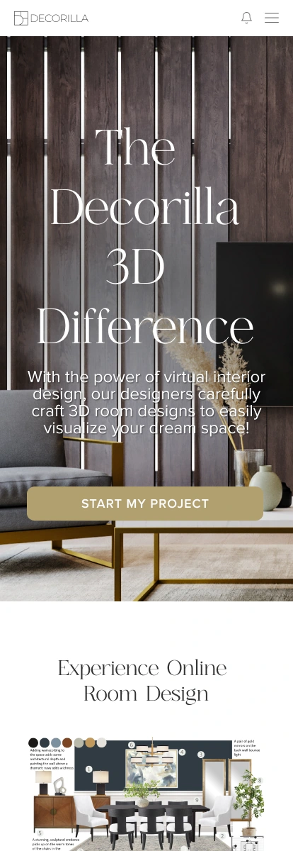 Decorilla The 3D Difference, mobile Figma design by Joyce Elizabeth