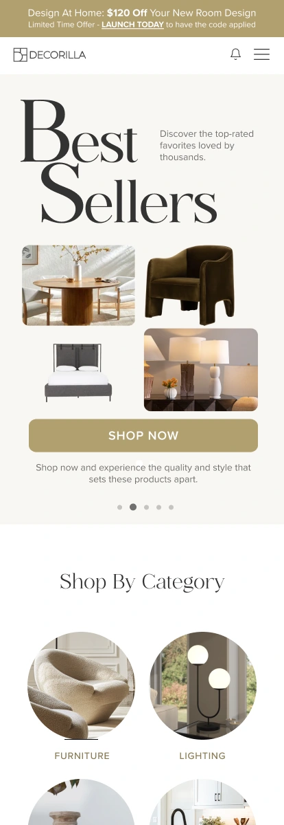 Decorilla The public shop, mobile Figma design by Joyce Elizabeth