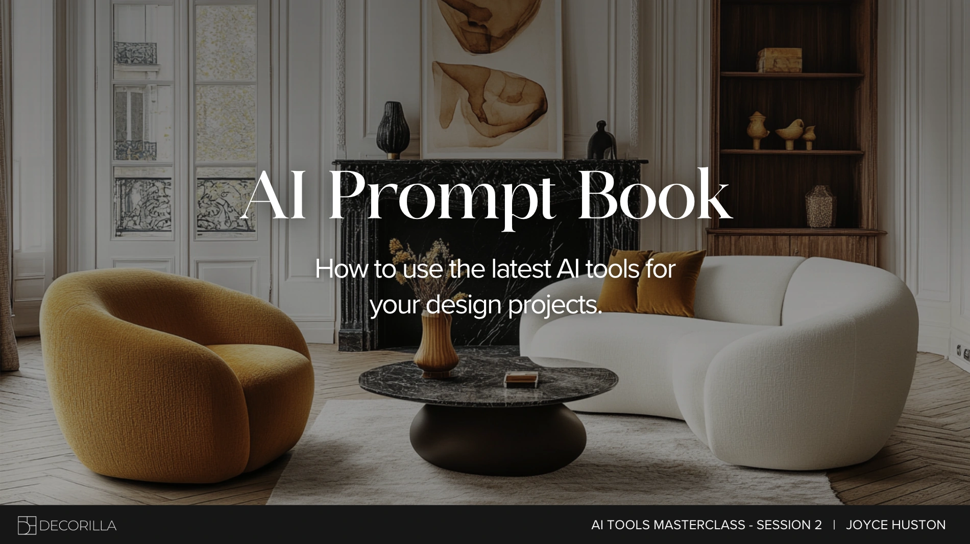 AI Prompt Book cover for Decorilla’s AI Tools Masterclass, Session 2.