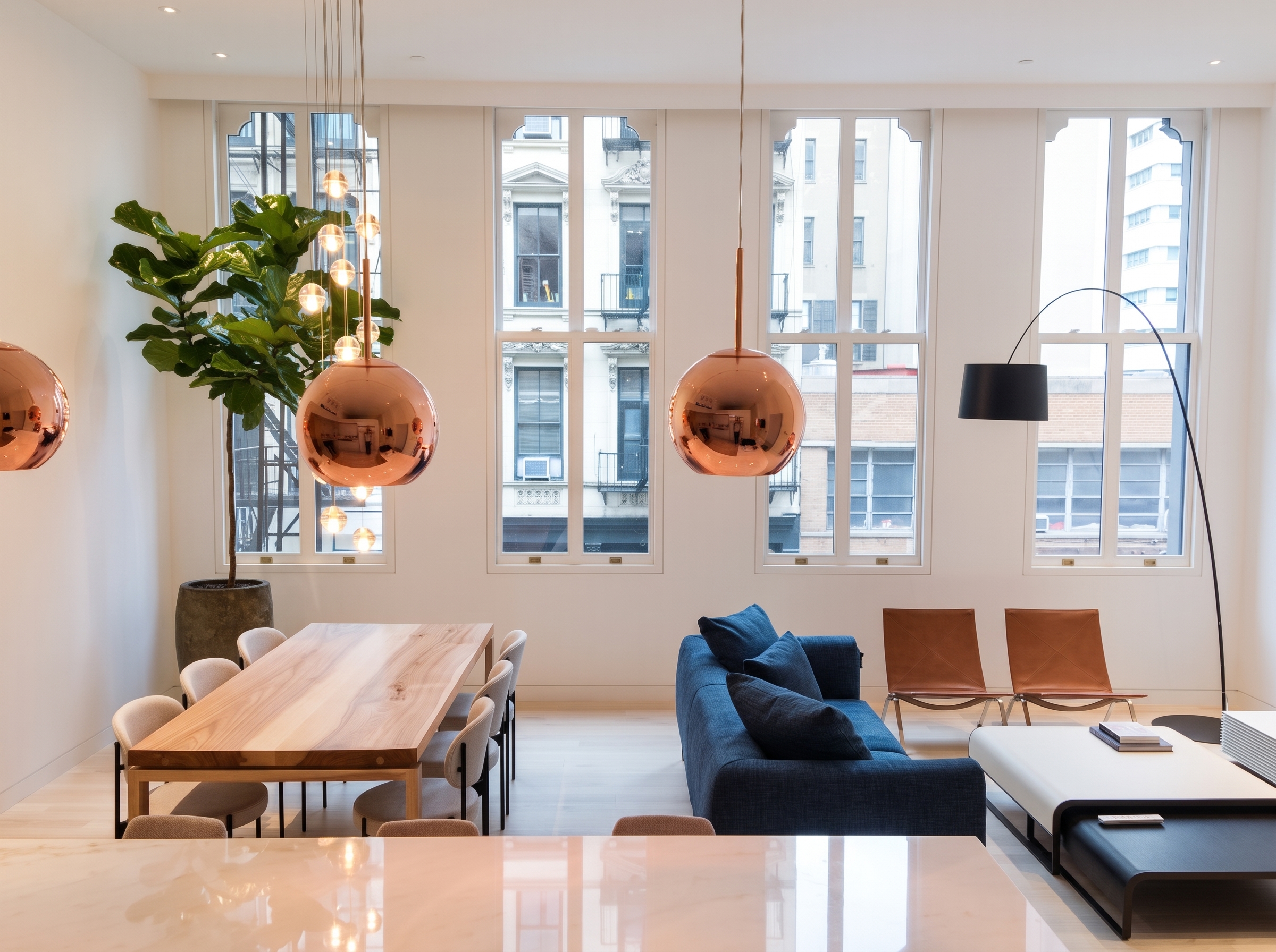 Tribeca Loft open-plan living and dining room