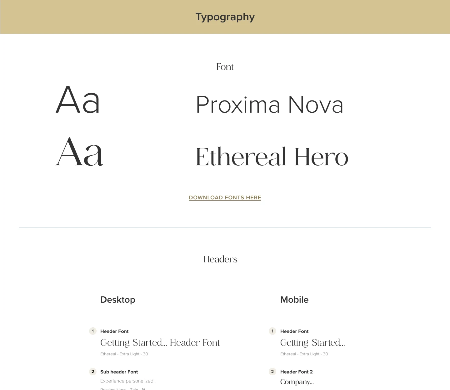 Decorilla typography specification from the design library